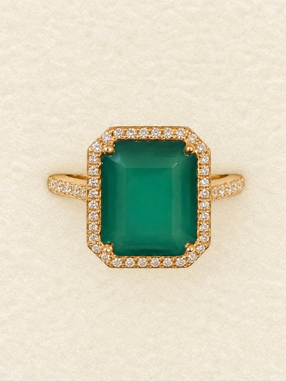 NWT 14K YG EFFY GREEN ONYX W/DIAMOND ACCENTS COCKTAIL RING